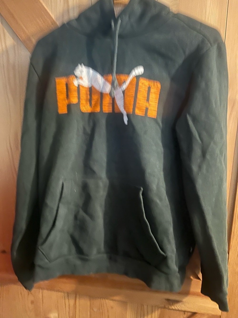 Puma green Hoodie with Orange Lettering and White Logo